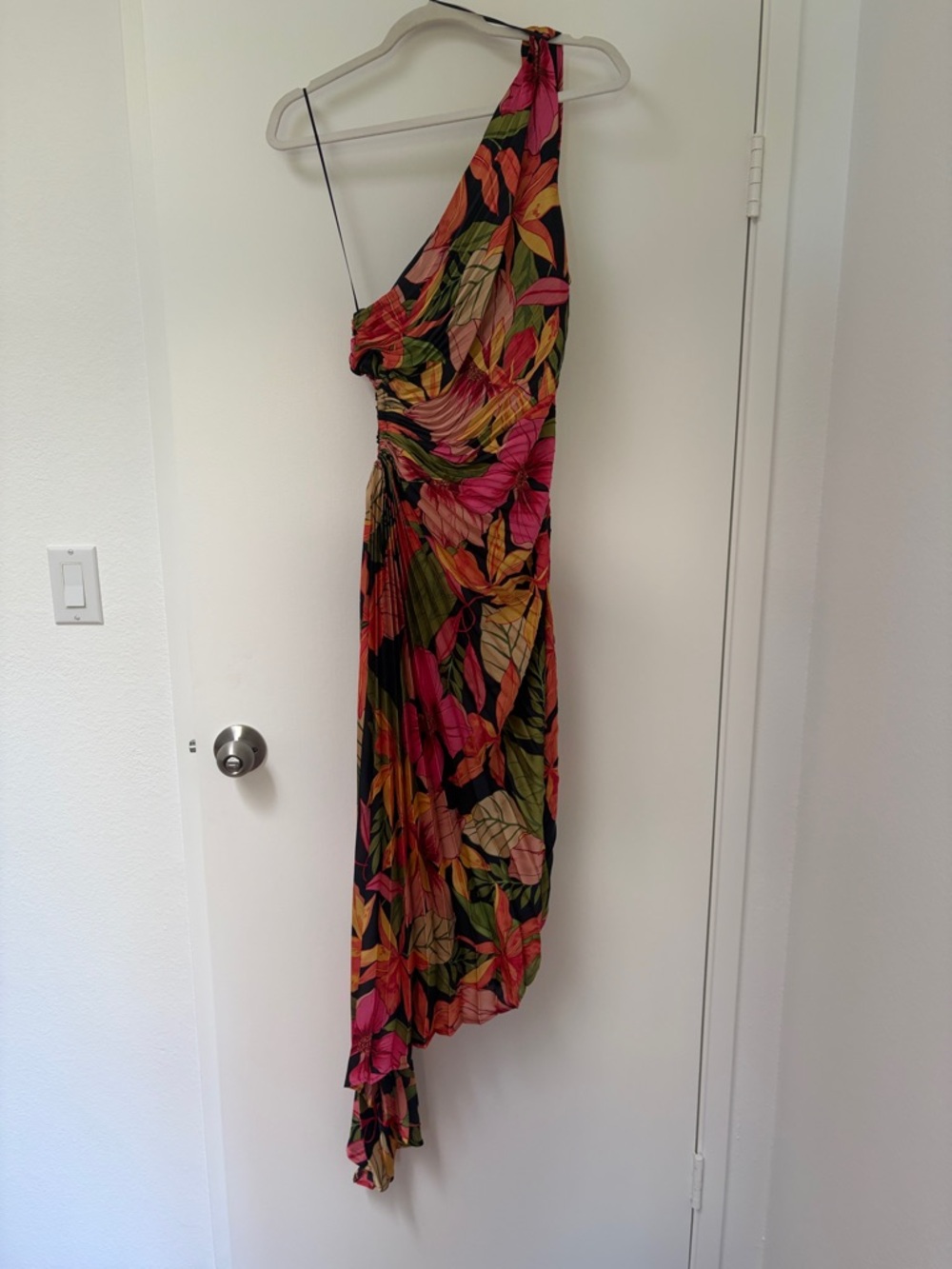 Dress Forum One-Shoulder Maxi Dress in Pink, Orange, Green, Yellow